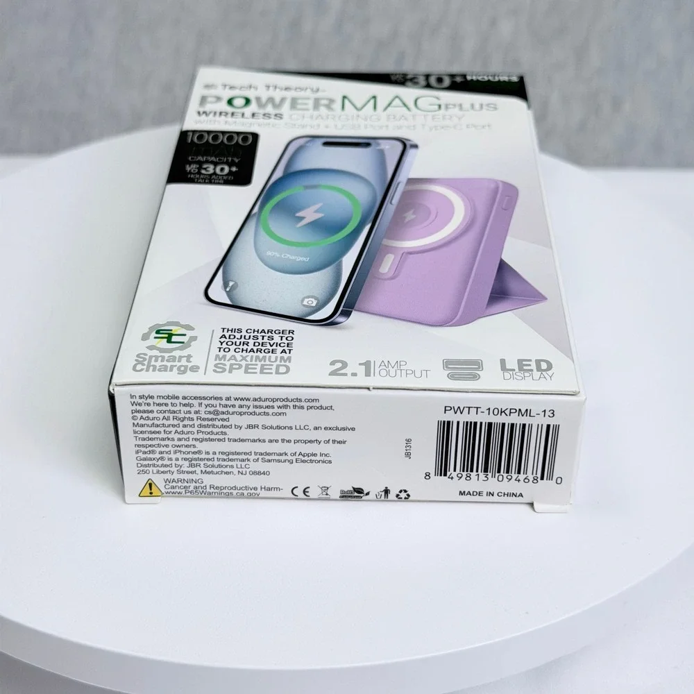 Tech Theory PowerMag Plus 10000mAh Wireless Charging Battery Purple PWTT10KPML13